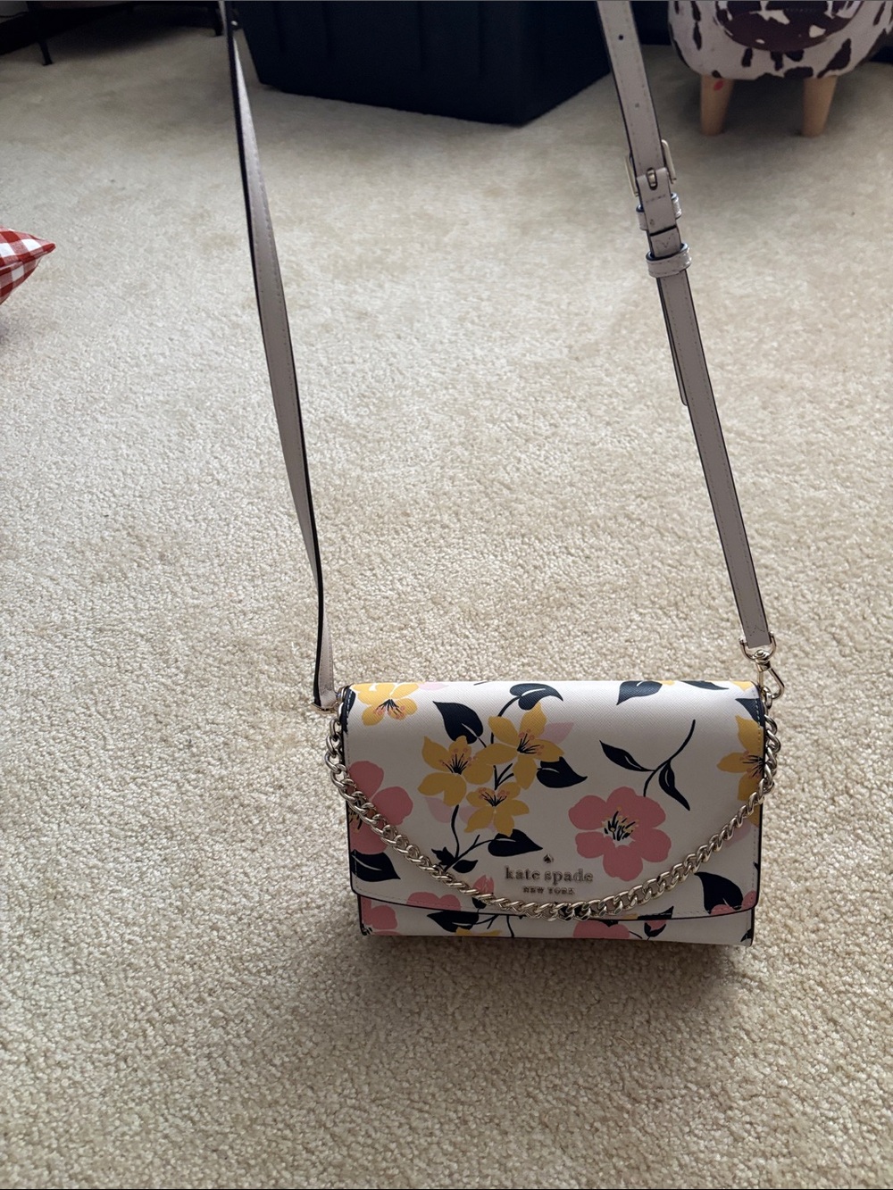 kate spade White Floral Crossbody with Pink & Yellow Blooms
